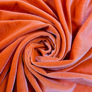 Princess ORANGE Polyester Spandex Stretch Velvet Fabric by the Yard for Tops, Dresses, Skirts, Dance Wear, Costumes, Crafts - 10001
