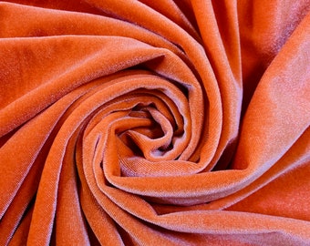 Princess ORANGE Polyester Spandex Stretch Velvet Fabric by the Yard for Tops, Dresses, Skirts, Dance Wear, Costumes, Crafts - 10001
