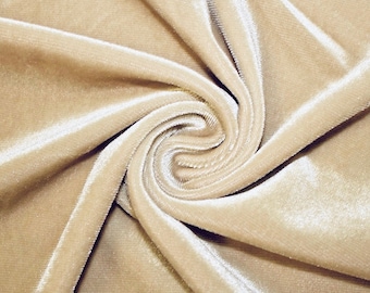 Tessuto elasticizzato in velluto di poliestere e spandex color CHAMPAGNE Princess per fiocchi, chignon, scrunchies, vestiti, costumi, artigianato - 10001
