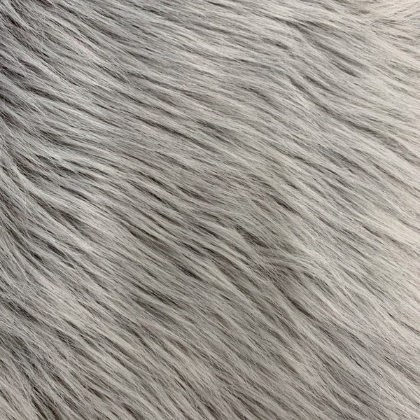 Fausse fourrure douce Eden gris clair à poils longs pour fursuit, costume de cosplay, accessoire photo, bordure, coussin, travaux manuels