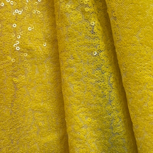 Leila YELLOW Sequins on Mesh Fabric by the Yard - 10050