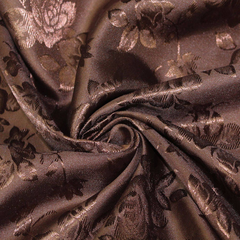 Kayla BROWN Polyester Floral Jacquard Brocade Satin Fabric by | Etsy