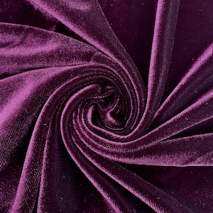 Princess EGGPLANT Polyester Spandex Stretch Velvet Fabric by the Yard for Tops, Dresses, Skirts, Dance Wear, Costumes, Crafts - 10001