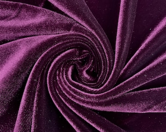 Princess EGGPLANT Polyester Spandex Stretch Velvet Fabric by the Yard for Tops, Dresses, Skirts, Dance Wear, Costumes, Crafts - 10001