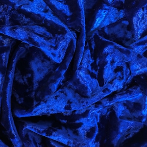 Samantha ROYAL BLUE Polyester Stretch Samt Stoff als Massenware für Schleifen, Haarknoten. Headwraps, Scrunchies, Kleidung, Kostüme, Kunsthandwerk