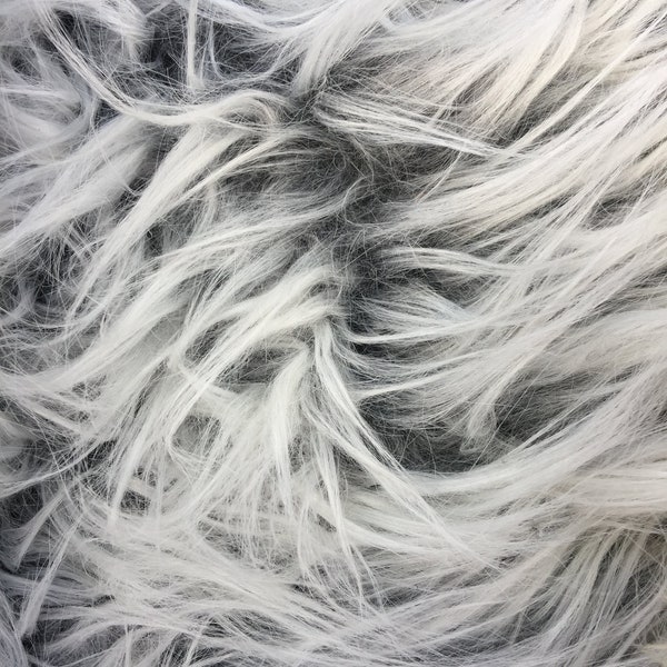 Bethany CHARCOAL Frost Mongolian Long Pile Soft Faux Fur Fabric for Fursuit, Cosplay Costume, Photo Prop, Trim, Crafts