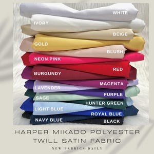 Harper MIKADO Polyester Twill Satin Fabric for Dresses, Skirts, Gowns, Wedding Dresses, Costumes
