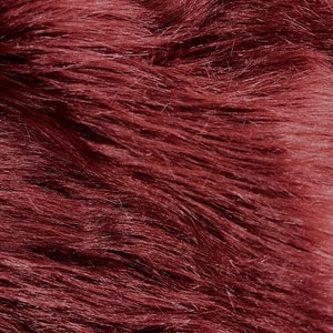 Eden DARK BURGUNDY Shaggy Long Pile Soft Faux Fur Fabric for Fursuit, Cosplay Costume, Photo Prop, Trim, Throw Pillow, Crafts