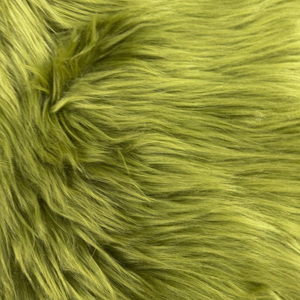 Sasha OLIVE GREEN 2 Inch Long Pile Soft Luxury Faux Fur Fabric Fursuit, Cosplay Costume, Photo Prop, Trim, Throw Pillow, Crafts