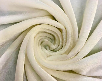 Tessuto elasticizzato in velluto di poliestere e spandex Princess IVORY, tagliato su misura per top, abiti, gonne, abbigliamento da ballo, costumi, artigianato - 10001