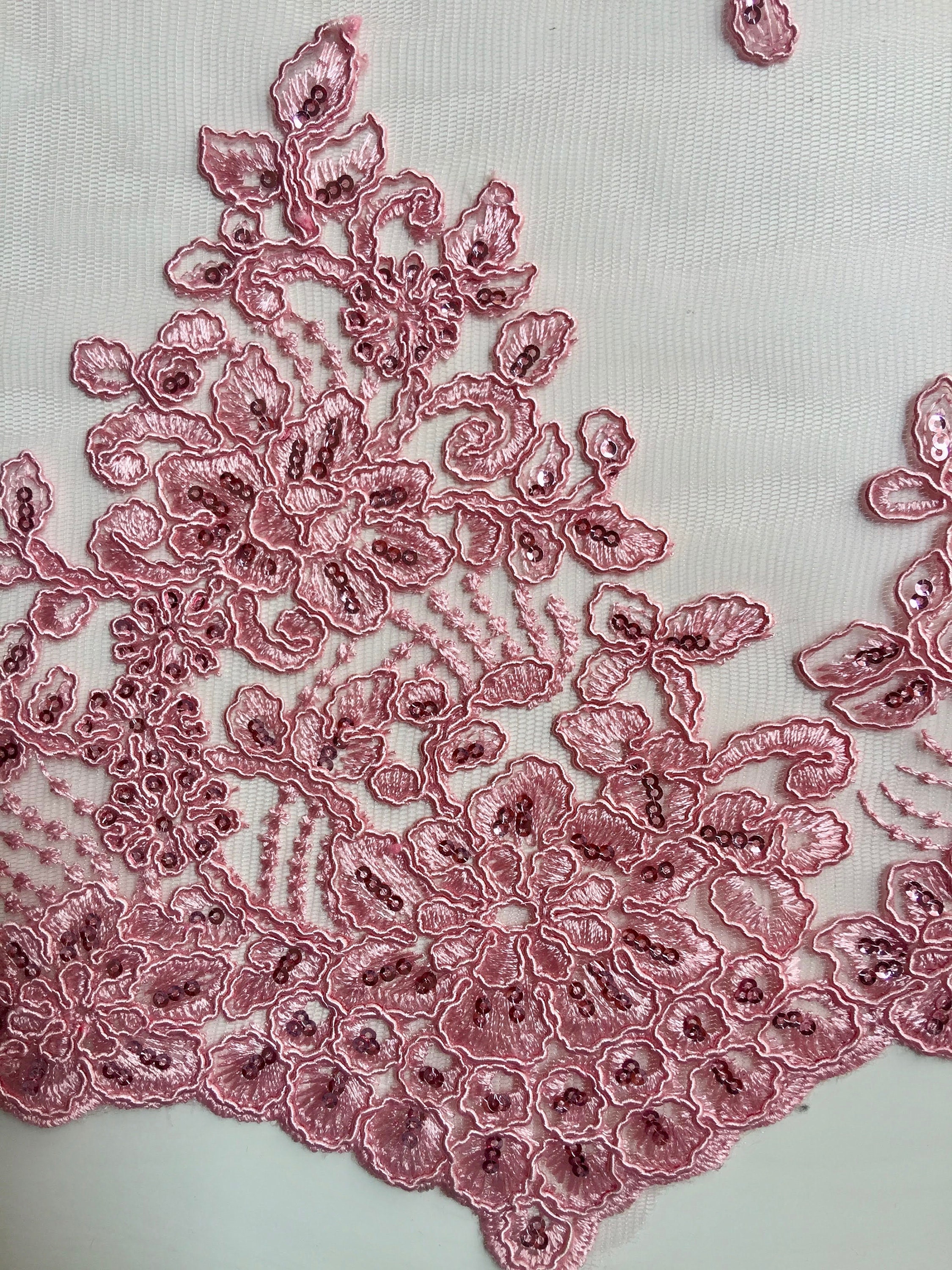 Brianna PINK Polyester Floral Embroidery With Sequins on Mesh - Etsy