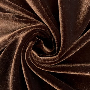 Princess BROWN Polyester Spandex Stretch Velvet Fabric by the Yard for Tops, Dresses, Skirts, Dance Wear, Costumes, Crafts - 10001