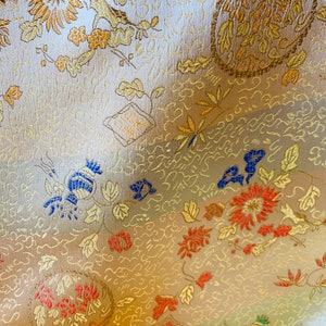 Mira LIGHT GOLD Floral Brocade Chinese Satin Fabric by the Yard - 10137