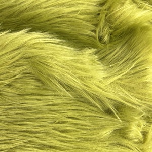 Eden OLIVE GREEN Shaggy Long Pile Soft Faux Fur Fabric for Fursuit, Cosplay Costume, Photo Prop, Trim, Throw Pillow, Crafts