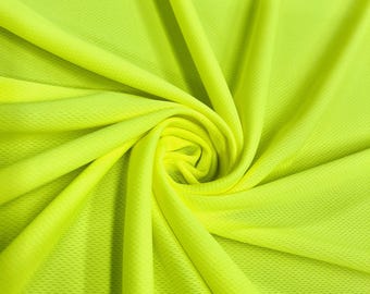 Mikaela NEON YELLOW Polyester Dimple Sports Mesh Knit Fabric by the Yard