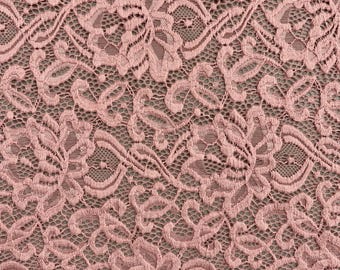 Elaine BLUSH PEACH Floral Scalloped Nylon Spandex Stretch Lace Light Weight Fabric for Clothes, Lingerie, Costumes, Decorations, Crafts