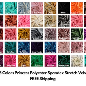 73 Colors Princess Polyester Spandex Stretch Velvet Fabric for Bows, Top Knots, Scrunchies, Clothes, Costumes, Crafts - NewFabricsDaily