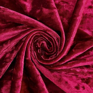 Samantha WINE Polyester Stretch Crushed Velvet Fabric by the Yard for Bows, Topknot. Headwraps, Scrunchies, Clothes, Costumes, Crafts