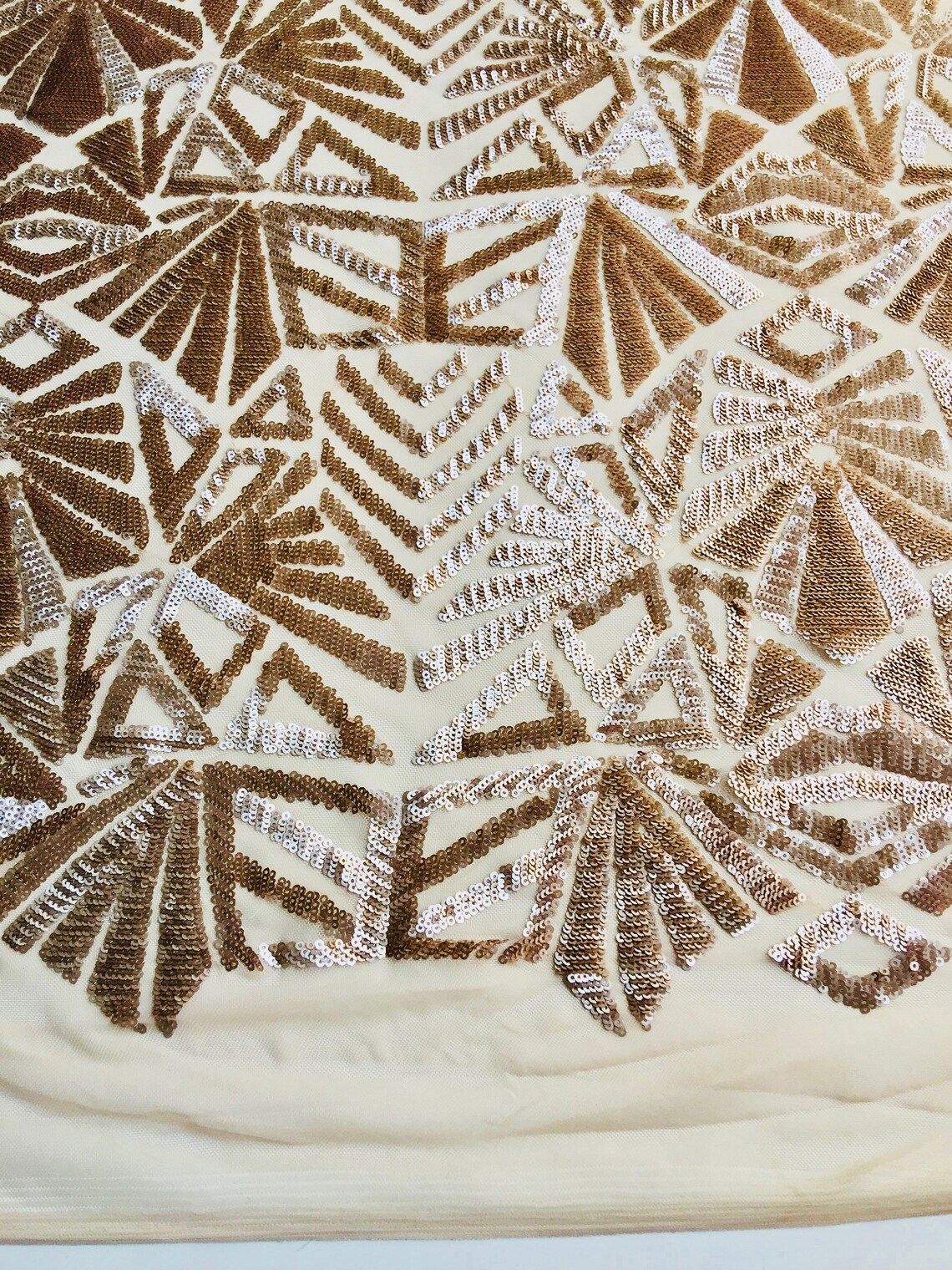 Champagne Geometric Swirls on a Cotton and Polyester Woven main image 0