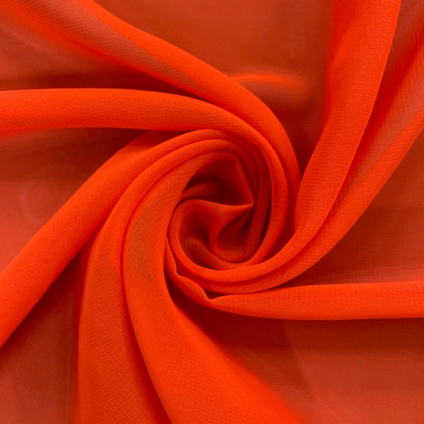 Danielle DARK ORANGE Polyester Hi-Multi Chiffon Fabric by the Yard - 10075