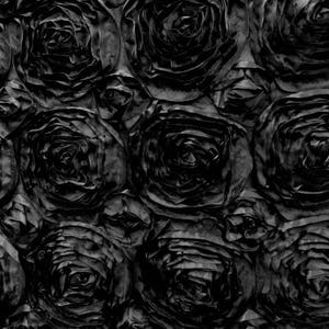 Paige BLACK 3D Floral Polyester Satin Rosette Fabric by the Yard - 10028