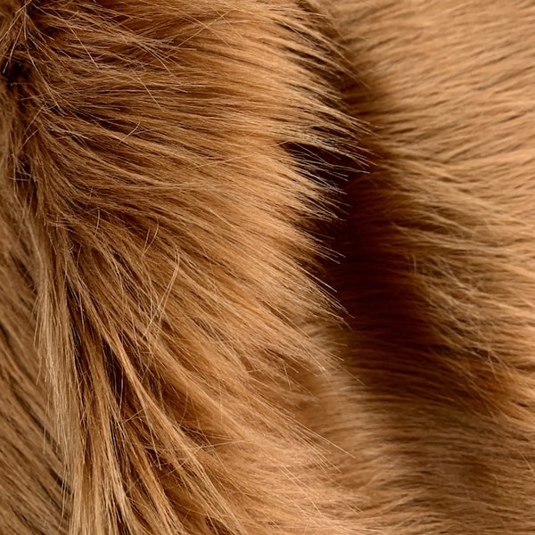 Eden RUST Shaggy Long Pile Soft Faux Fur Fabric for Fursuit, Cosplay Costume, Photo Prop, Trim, Throw Pillow, Crafts