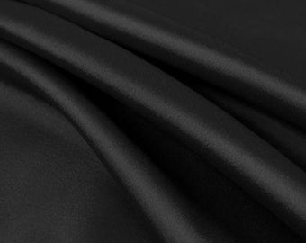 Payton BLACK Faux Silk Minimal Stretch Charmeuse Satin Fabric