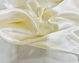 Mara IVORY Polyester Charmeuse Satin Fabric by the Yard for Bridal Dresses, Gowns, Clothes, Lining, Party Decorations, Costumes, Crafts