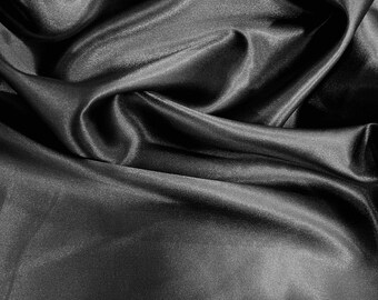 Mara CHARCOAL GREY Polyester Charmeuse Satin Fabric by the Yard for Bridal Dresses, Gowns, Clothes, Lining, Party Decor, Costumes, Crafts
