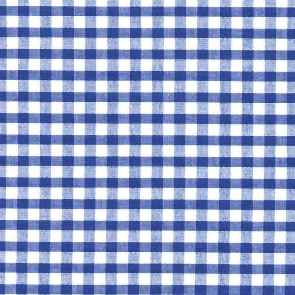 Carly ROYAL BLUE Mini Checkered Gingham Poly Cotton Fabric by the Yard - 10114
