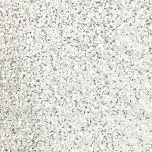 Stephanie Glitter WHITE SILVER Overlap Sequins on IVORY Stretch Velvet Fabric by the Yard for Gowns, Apparel, Costumes, Crafts