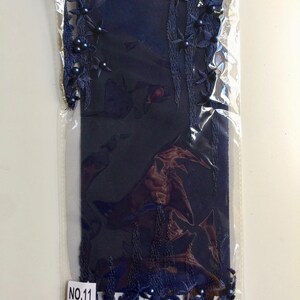 Kelsey NAVY BLUE Floral Beaded Lace Embroidery on Mesh Fabric by the ...