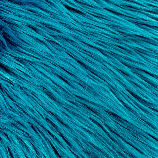 Eden DARK TURQUOISE Shaggy Long Pile Soft Faux Fur Fabric for Fursuit, Cosplay Costume, Photo Prop, Trim, Throw Pillow, Crafts