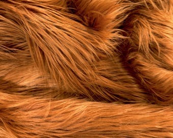 Tissu en fausse fourrure douce et duveteuse à poils longs Eden DARK RUST pour fursuit, costume de cosplay, accessoire photo, bordure, coussin décoratif, loisirs créatifs