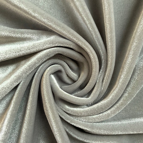 Princess SILVER GREY Polyester Spandex Stretch Velvet Fabric by the Yard for Bows, Top Knots, Head Wraps, Clothes, Costumes, Crafts