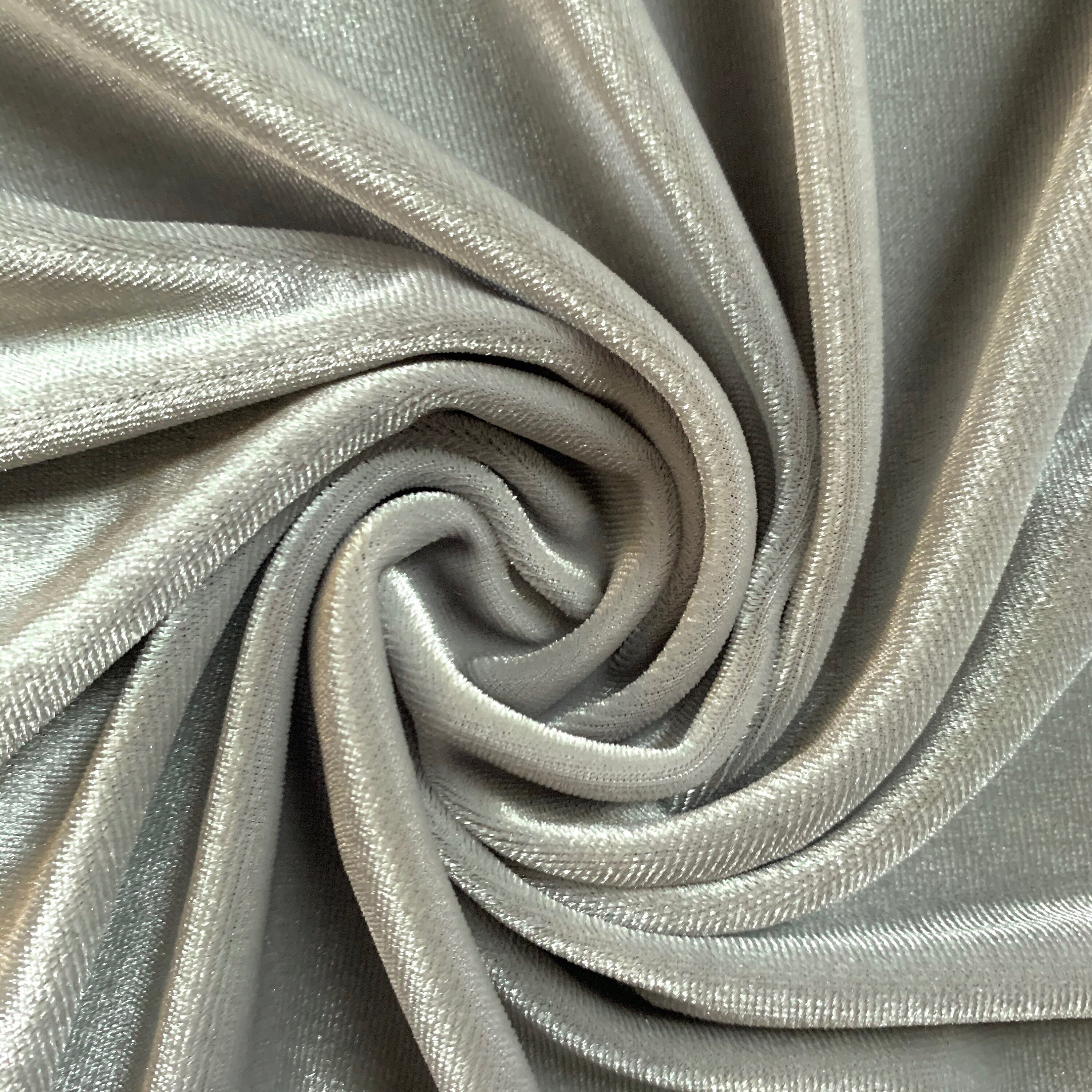 Gunmetal Velvet Polyester Spandex Fabric By the Yard 4 Way Stretch