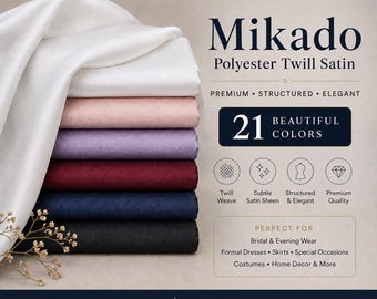 Tela de sarga de poliéster Harper MIKADO para vestidos, faldas, trajes de noche, vestidos de novia y disfraces.
