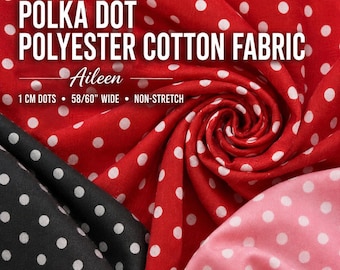 Aileen Polka Dot Polyester Cotton Fabric by the Yard, 1 CM Dots, 58/60" Wide
