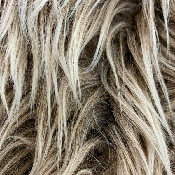 Bethany TAUPE BROWN Frost 2 pulgadas mongol de pelo largo suave tela de piel sintética para fursuit, traje de cosplay, foto prop, recorte, almohada, artesanías