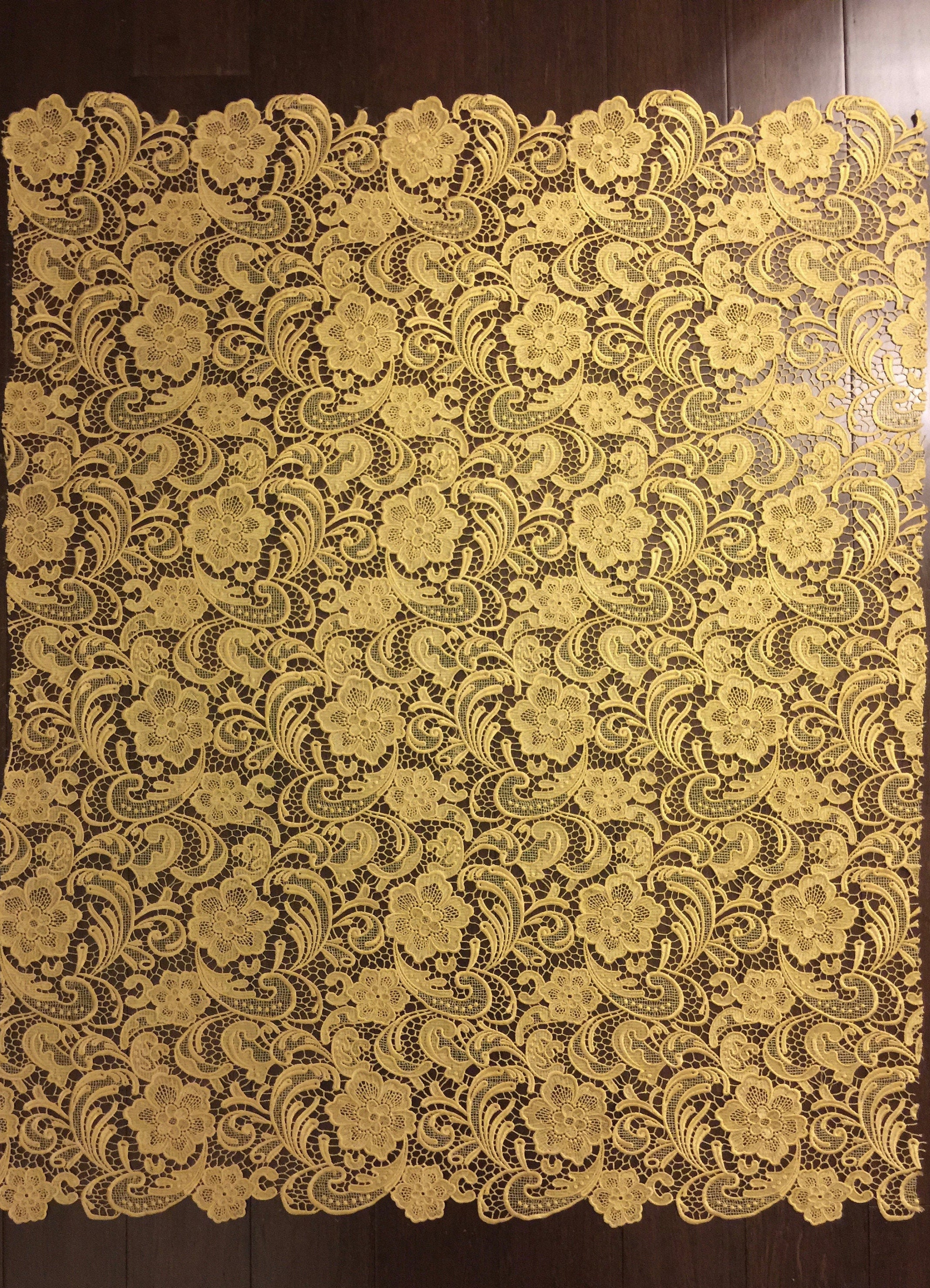 Yellow guipure lace sale fabric