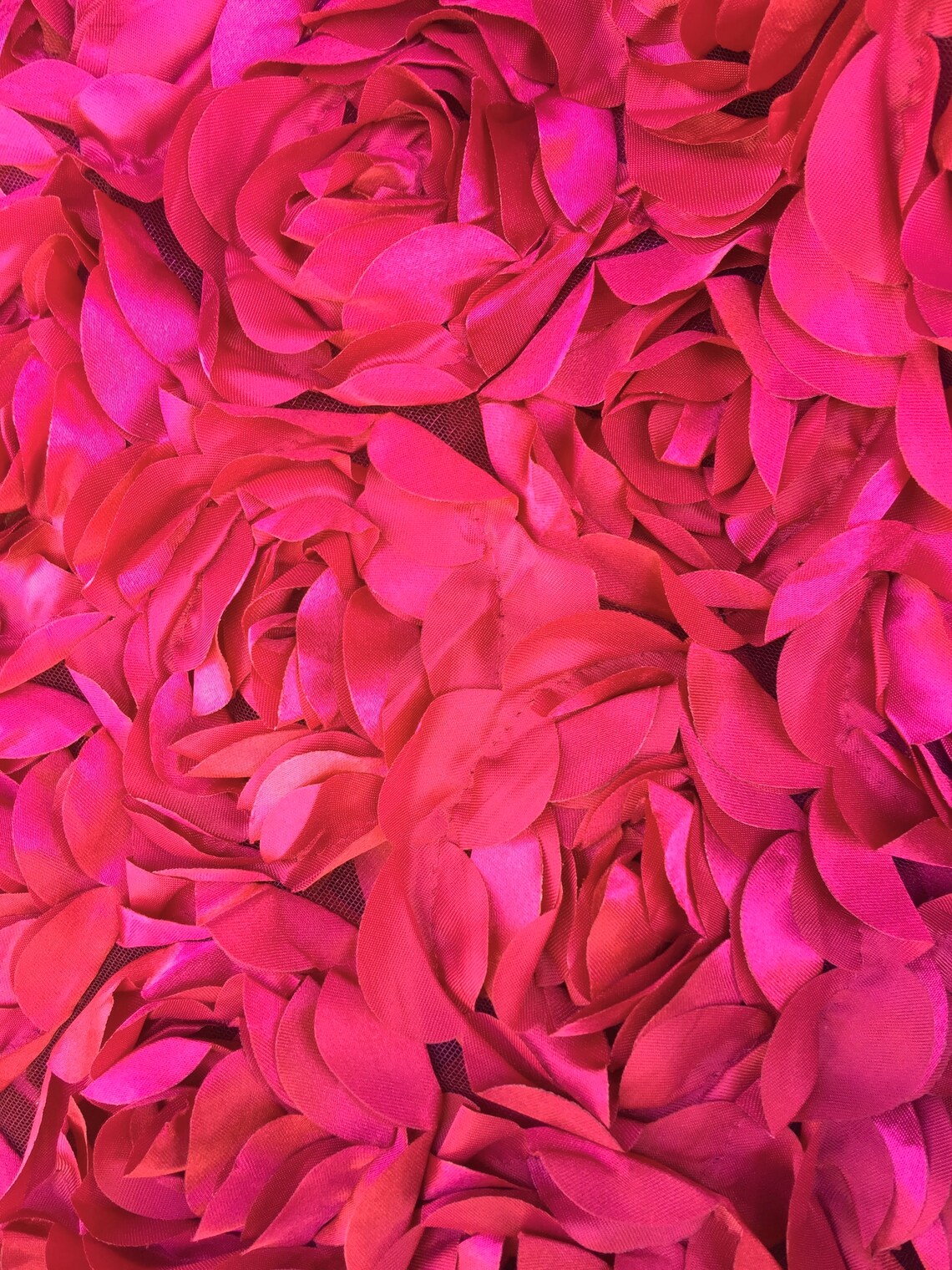 Maci HOT PINK 3D Floral Polyester Satin Rosette on Mesh Fabric Etsy