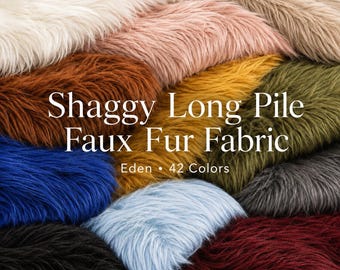 Shaggy Long Pile Faux Fur Fabric by the Yard, Eden Soft Fur for Fursuit, Cosplay & Costume