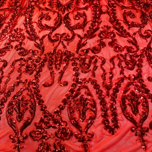 Esmeralda RED Sequins on Mesh Lace Fabric by the Yard 10102 - Etsy