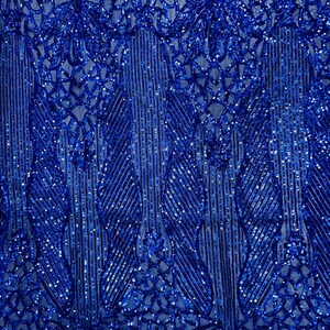 Blue Sewuin Pattern Artemis ROYAL BLUE Sequins on Mesh Lace Fabric by the Yard - Etsy
