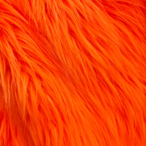 Sasha NEON ORANGE 2 Inch Long Pile Soft Luxury Faux Fur Fabric Fursuit, Cosplay Costume, Photo Prop, Trim, Throw Pillow, Crafts
