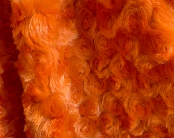 Ruth ORANGE Cuddle Minky Rosette Soft Faux Fur Fabric by the Yard - 10083
