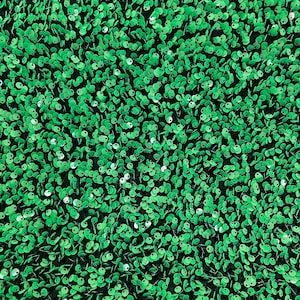 Stephanie GREEN Overlap Sequins on BLACK Stretch Velvet Fabric by the Yard for Gowns, Apparel, Costumes, Crafts - 10185
