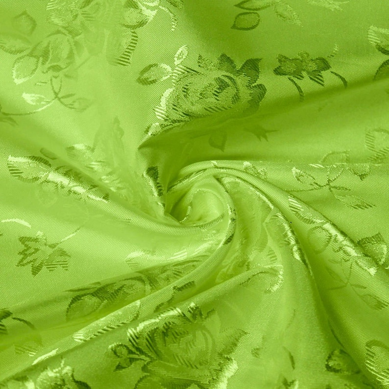 Kayla LIME GREEN Polyester Floral Jacquard Brocade Satin - Etsy