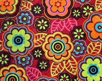 Sutton FLORAL Print 23 on Polyester Stretch Velvet for Bows, Topknot, Scrunchies, Clothes, Costumes, Crafts - 10171