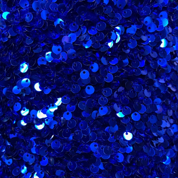 Stephanie ROYAL BLUE Overlap Sequins on ROYAL Blue Stretch Velvet Fabric by the Yard for Gowns, Apparel, Costumes, Crafts - 10185